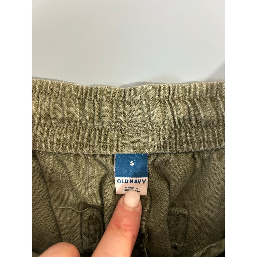 Old Navy linen blend pans size S olive green wide leg pull on - Picture 4 of 7